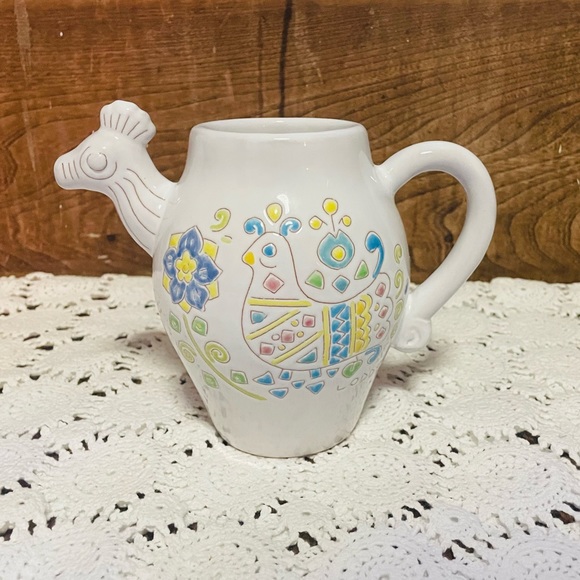 Whimsical Bird Ceramica Loddo Dorgali Pitcher Made In Italy Italian Pottery - Picture 1 of 12